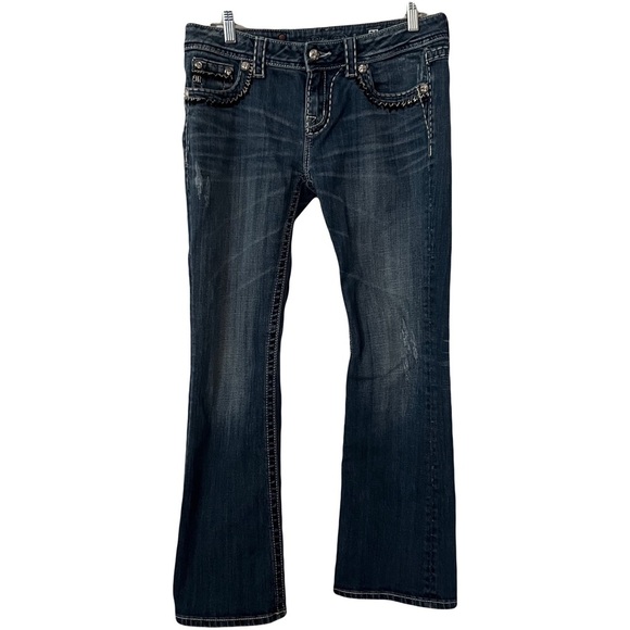 Miss Me Denim - Miss Me Womens Easy Bootcut jeans size 28 denim blue faded low rise dark wash